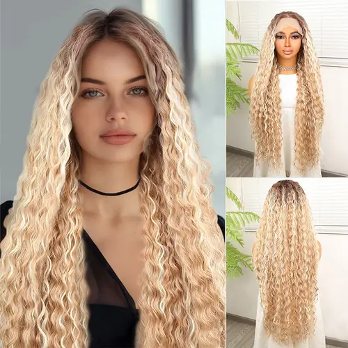 Afro Daa Rus Kumralı Balköpüğü Ombreli Platin Işıltılı Fiber Sen Tül Peruk