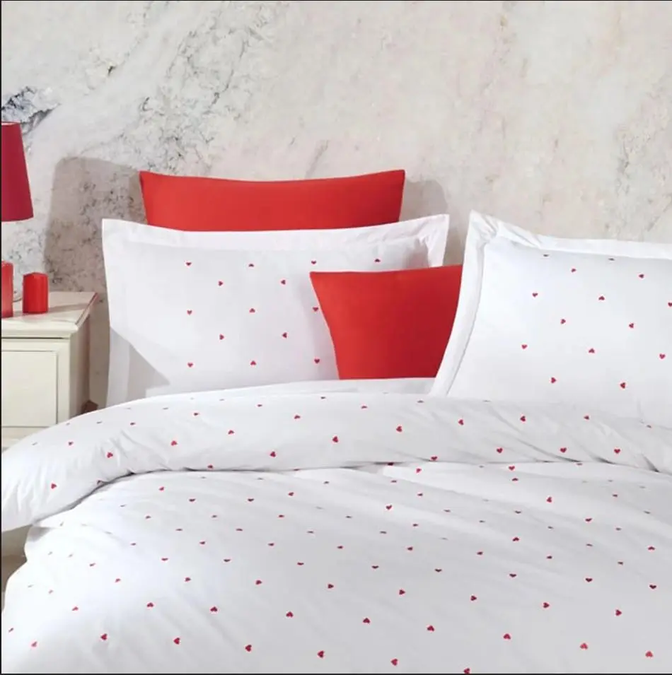 Çift Kişilik Poplin Premium Nakışlı Nevresim Lubow Beyaz 8698499179899 2