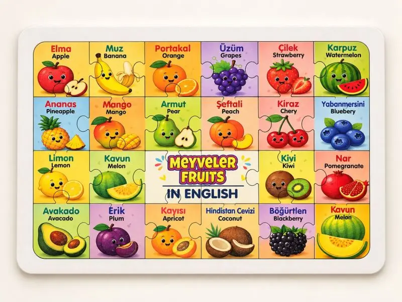 Meyveler - 24 Parça Ahşap Puzzle