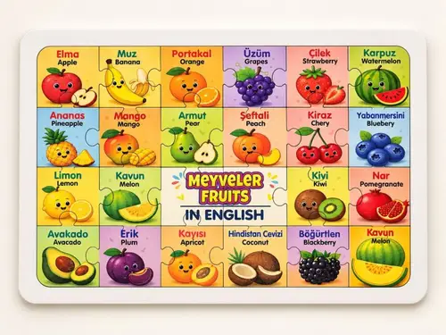 Meyveler - 24 Parça Ahşap Puzzle