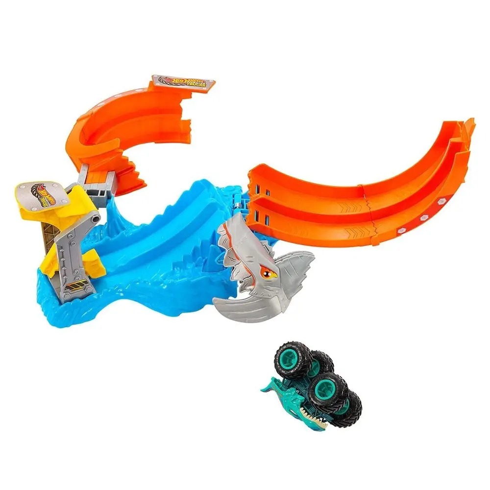 JFR08 Hot Wheels Trucks Dönen Corkscrew Shark Çarpışması 4