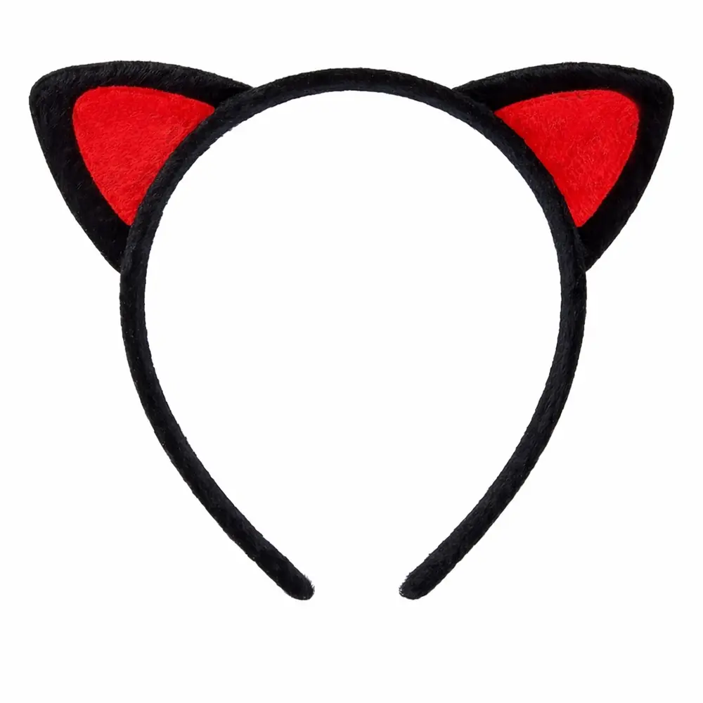 Peluş Kedi Kulak Taç Kırmızı Siyah – Çuk Parti & Kostüm Tacı