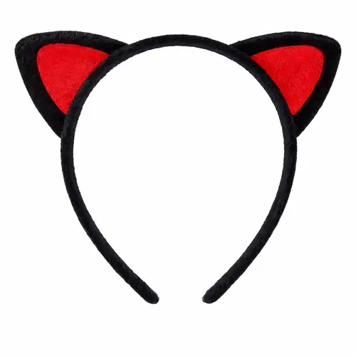 Peluş Kedi Kulak Taç Kırmızı Siyah – Çuk Parti & Kostüm Tacı