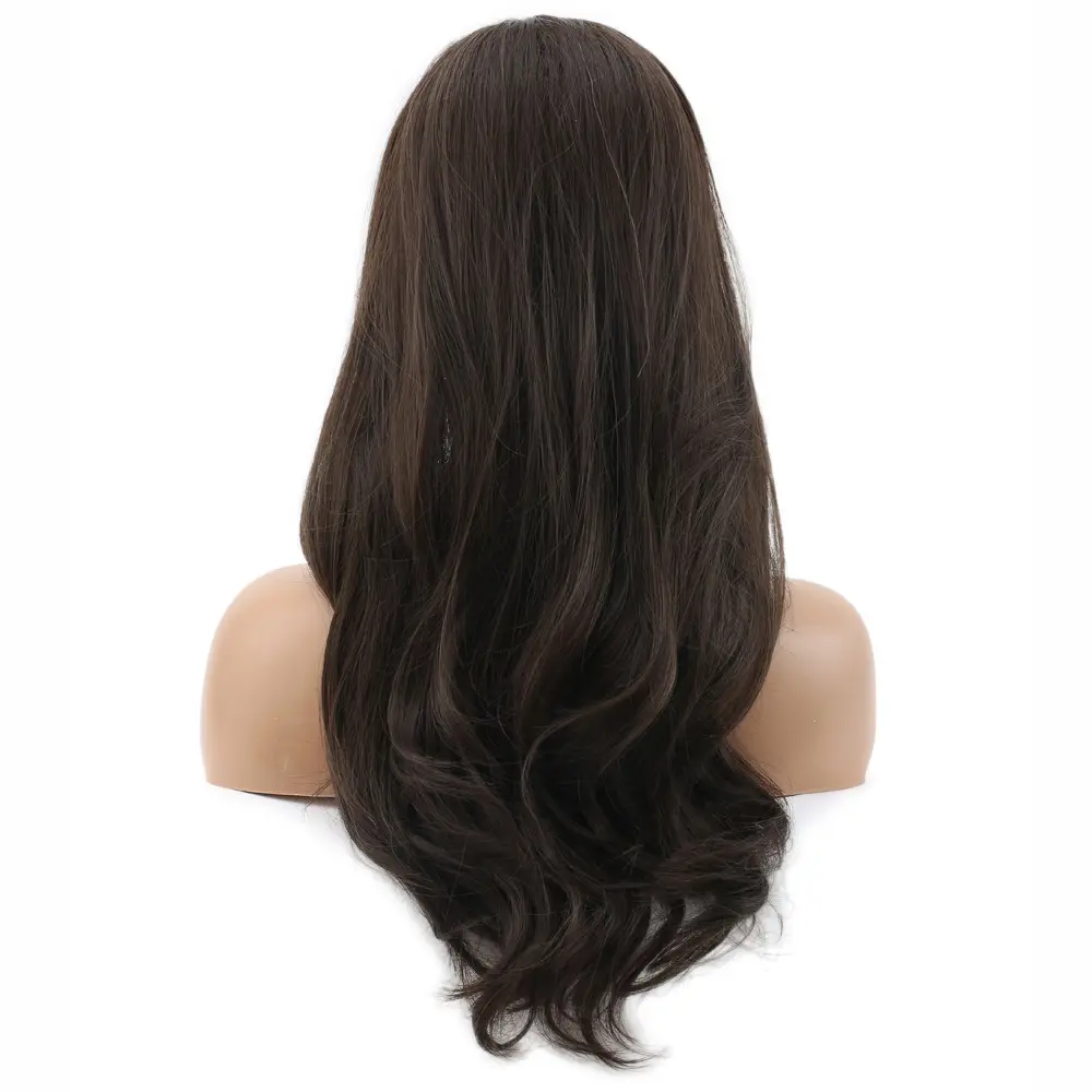 Hafif Daalı Orta Boy Perçemli Fiber Sen Peruk / Koyu Espresso Kahve 5