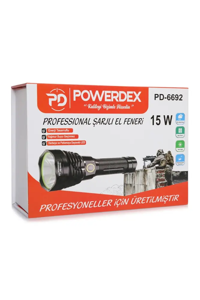 Pd-6692 15 Watt 1000 Lümen Profesyonel Şarjlı El Feneri 2