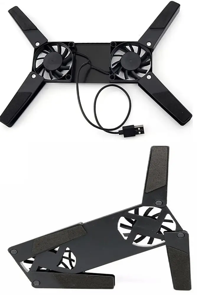 2 Fanlı Notebook Soğutucu Portatif Katlanabilir Laptop Soğutucu Fan Usbli Stand Biisayar Fanı 4