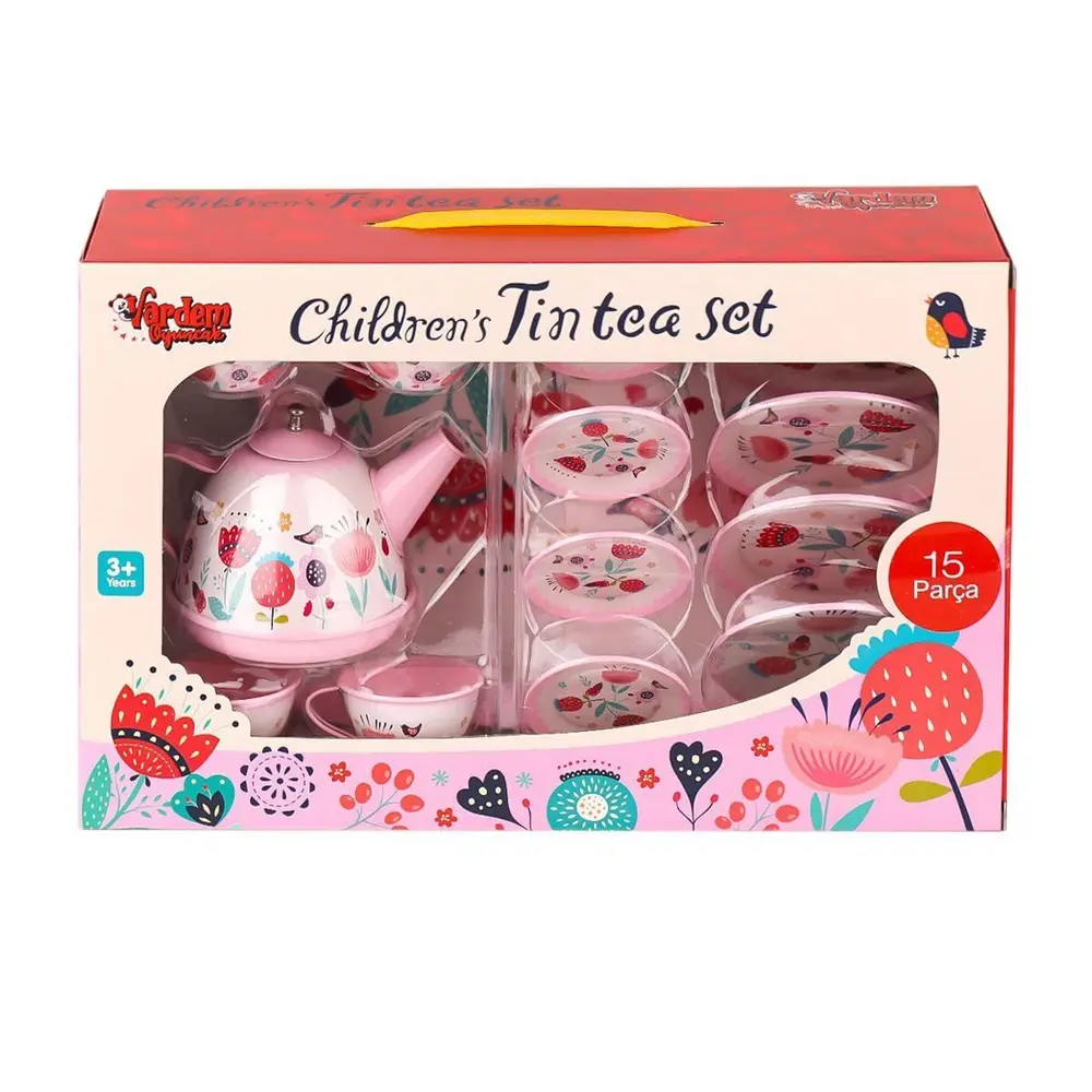 998A-998B Çiçek Desenli Metal Çay Seti 15 Parça -Vardem Oyuncak 2