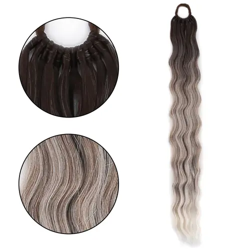 Lastik Tokalı At Kuyruğu Su Daalı / Koyu Kumral / Gümüş Platin Ombre