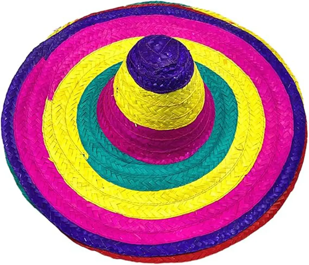 Sombrero Meksika Şapkası Renkli Örme Hasır Yetişkin Boy 5