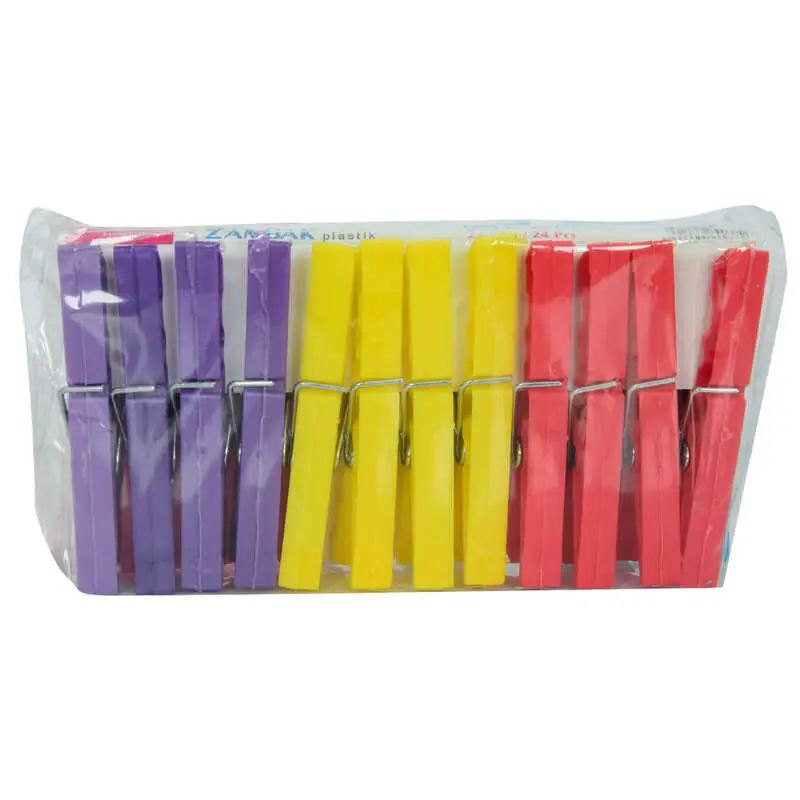 Plastik Çınar Çamaşır Mandalı 24 Adet Karışık Renk ZP-142 4