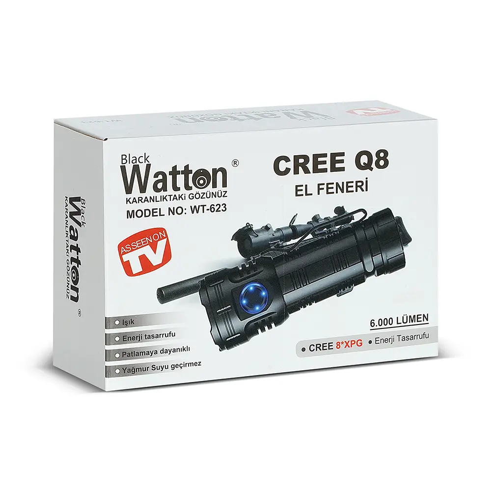 Cree Q8- XQG 8+1 Led Şarjlı El Feneri WT-623 4