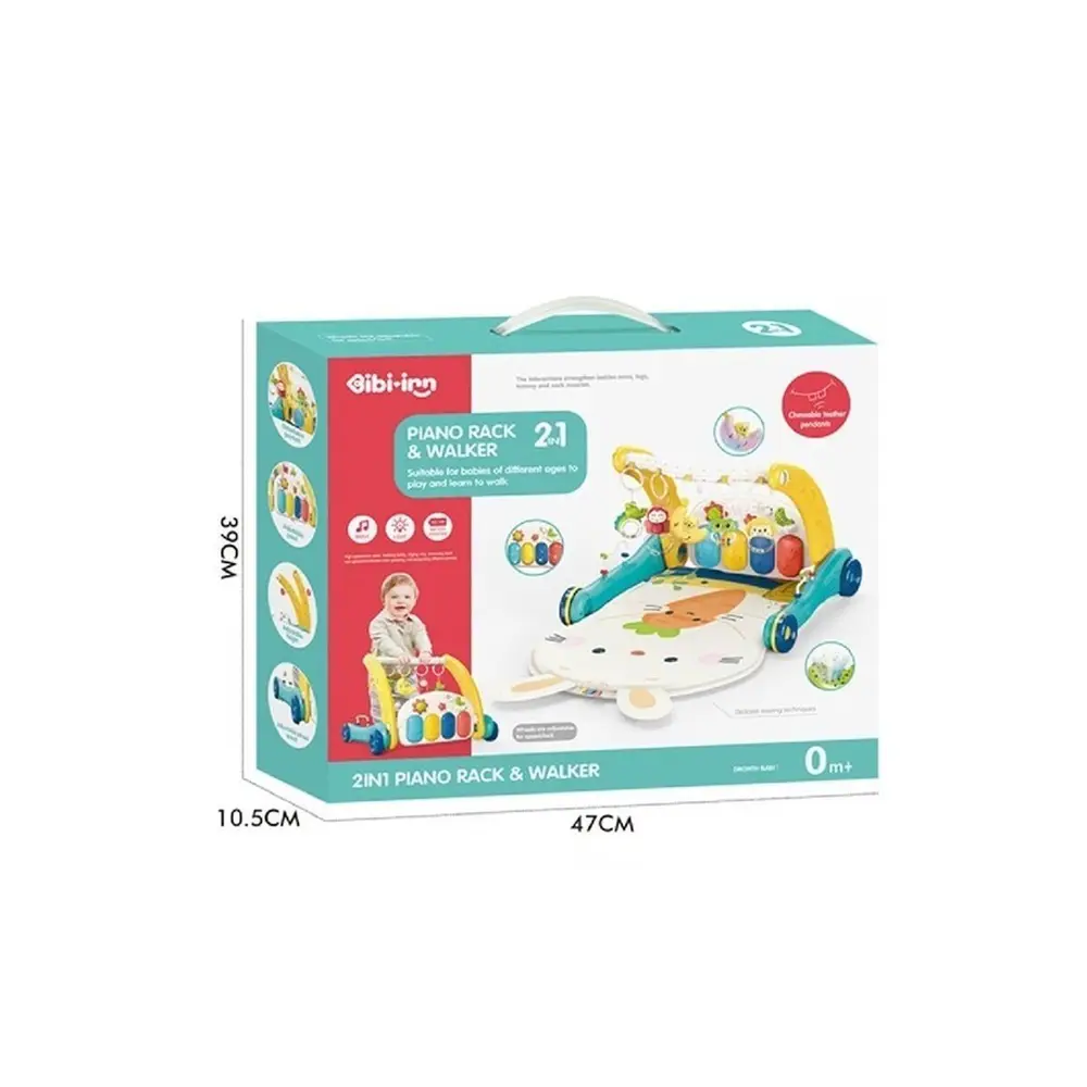 BIB6015 -Vardem Piyanolu 2 in 1 Bebek Yürüteci ve Tşan Desenli Mi Oyun Halısı 4
