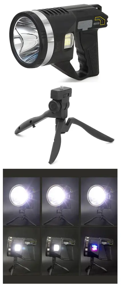 Şarjlı Dev Boy El Feneri Tripod Ayaklı Parlak LED El Lambası Kamp, ve Güvenlik İçin İdeal 2