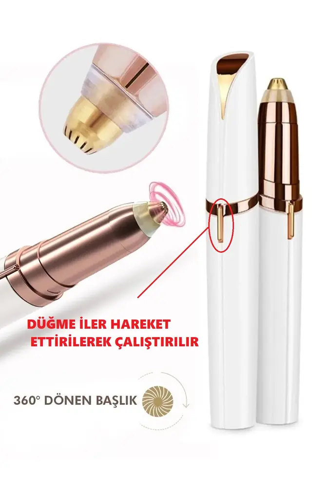 Kalem Tipi Taşınabilir İnce Uçlu Yüz Için Tüy Alıcı Kaş Bıyık Epilasyon Aleti (Pil Dahildir) 2