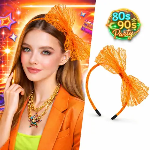 80’ler 90’lar Neon Tcu Dantel Taç Fiyonklu