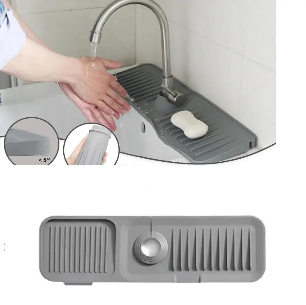 Elastik Mutfak Banyo Musluk Matı Düzenleyici Kaydırmaz Taban Organizer Labo Kenar Matı 4