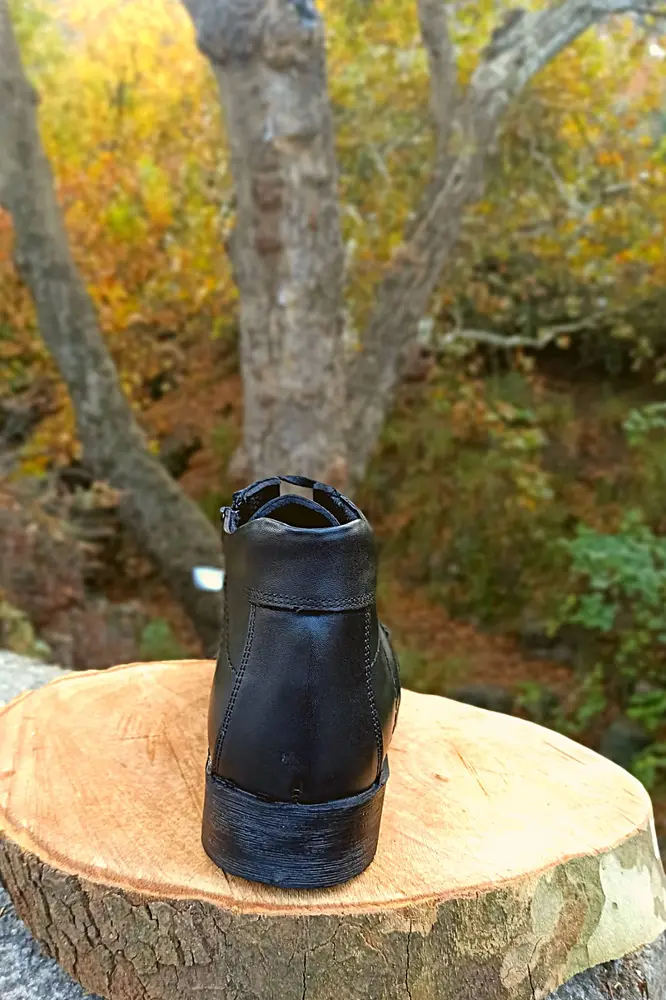 Erkek Hakiki Deri Bot Fermuarlı Siyah Renk 4