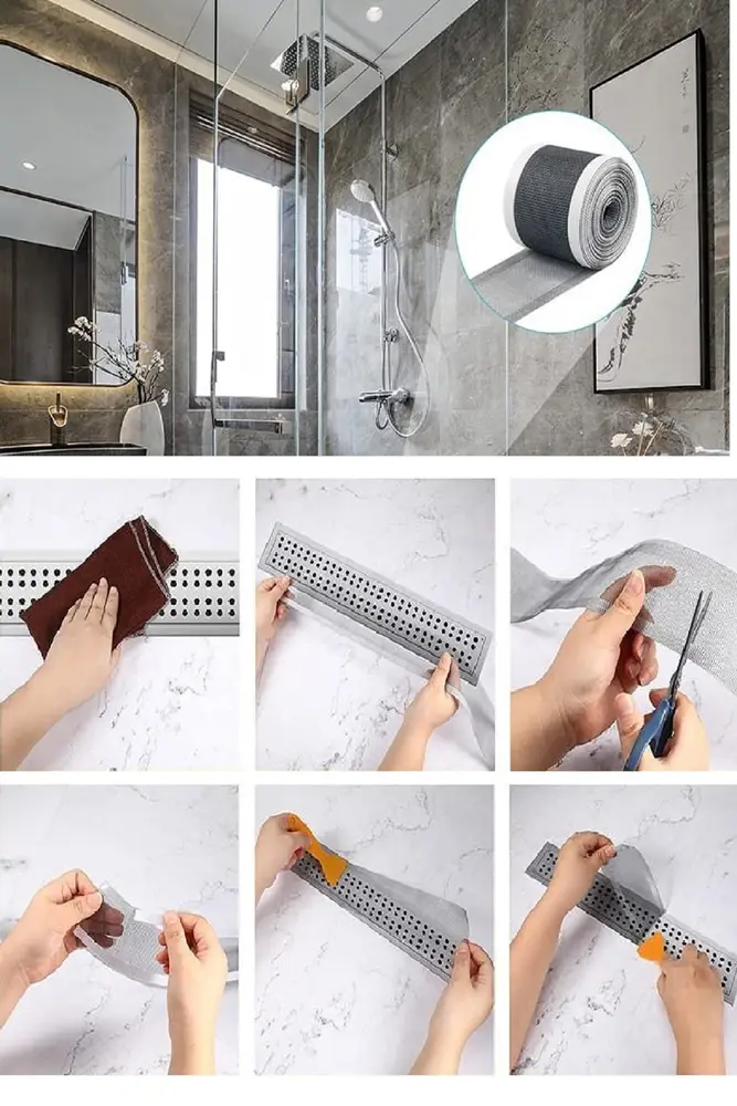4 Metre Yapışkanlı Banyo Gider Koruyucu Toplayıcı – Gider Böcek Koruyucu Gider Süzgeci 5