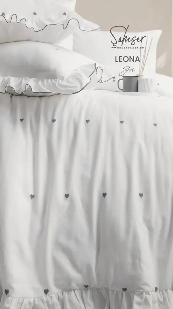Şaheser Home Collection Jakarlı Nevresim Takımı Çift Kişilik Leona Gri 3