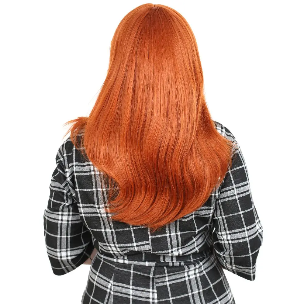 Düz Perçemli Orta Boy Fiber Sen Peruk / Bakır 4