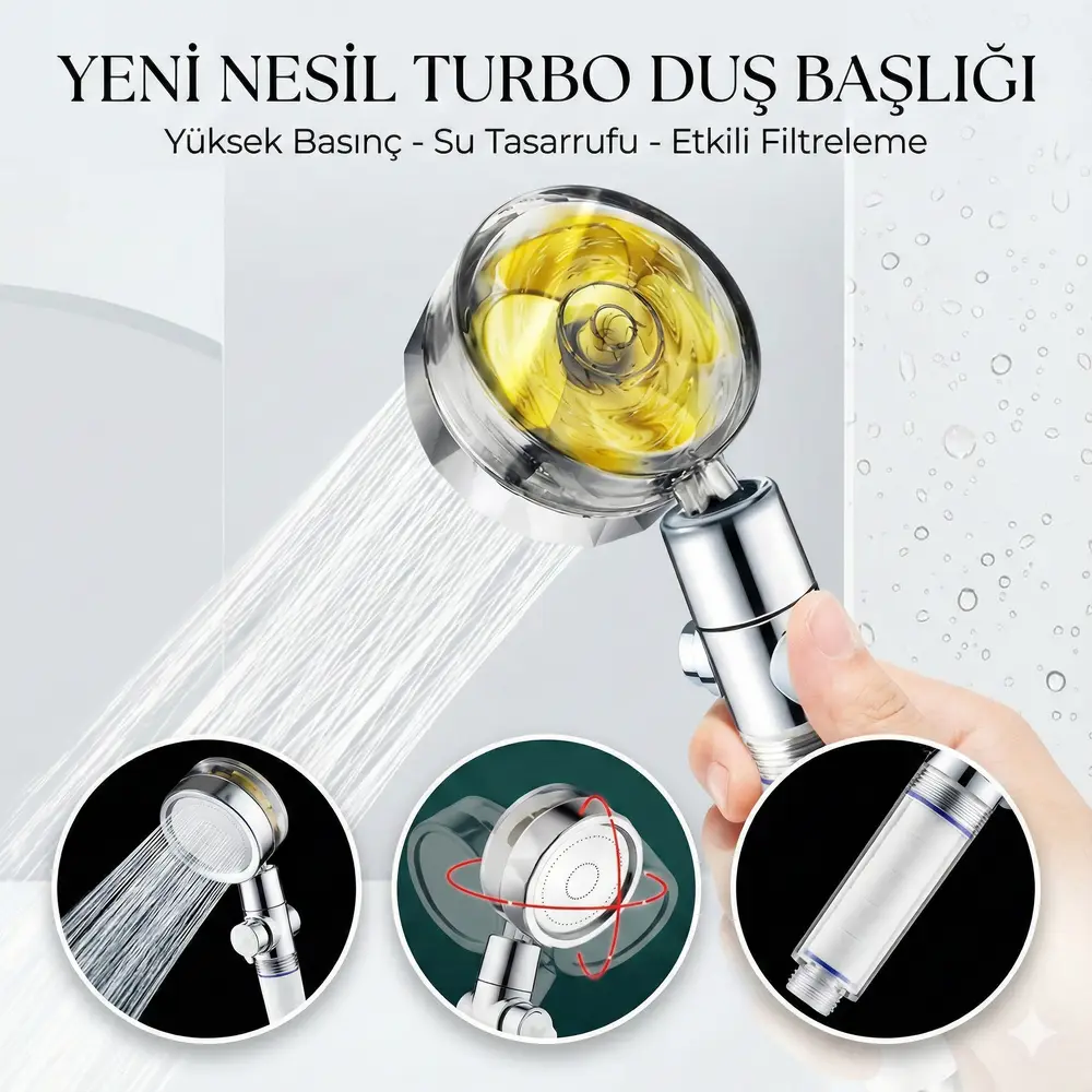 Duş Başlığı Turbo Pervaneli Serinletici Tasarım 4