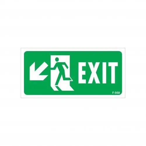 Exit Sol Aşağı Uyarı Levhası 17,5x25 KOD:958