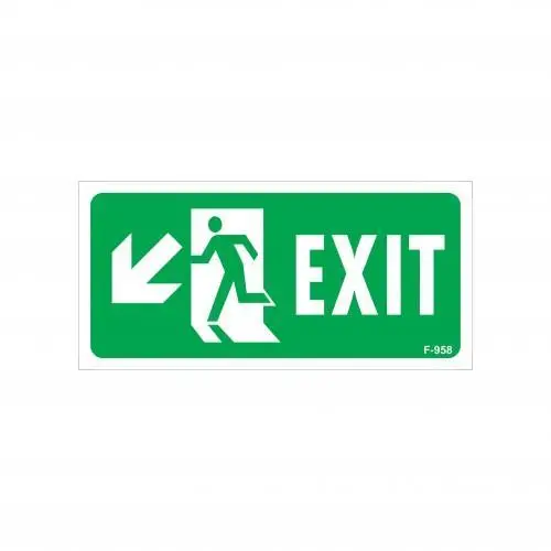 Exit Sol Aşağı Uyarı Levhası 17,5x25 KOD:958