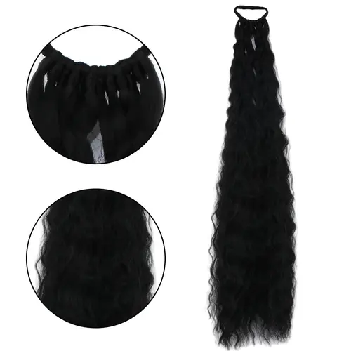 Lastik Tokalı At Kuyruğu Kabarık Afro Daalı  / Siyah