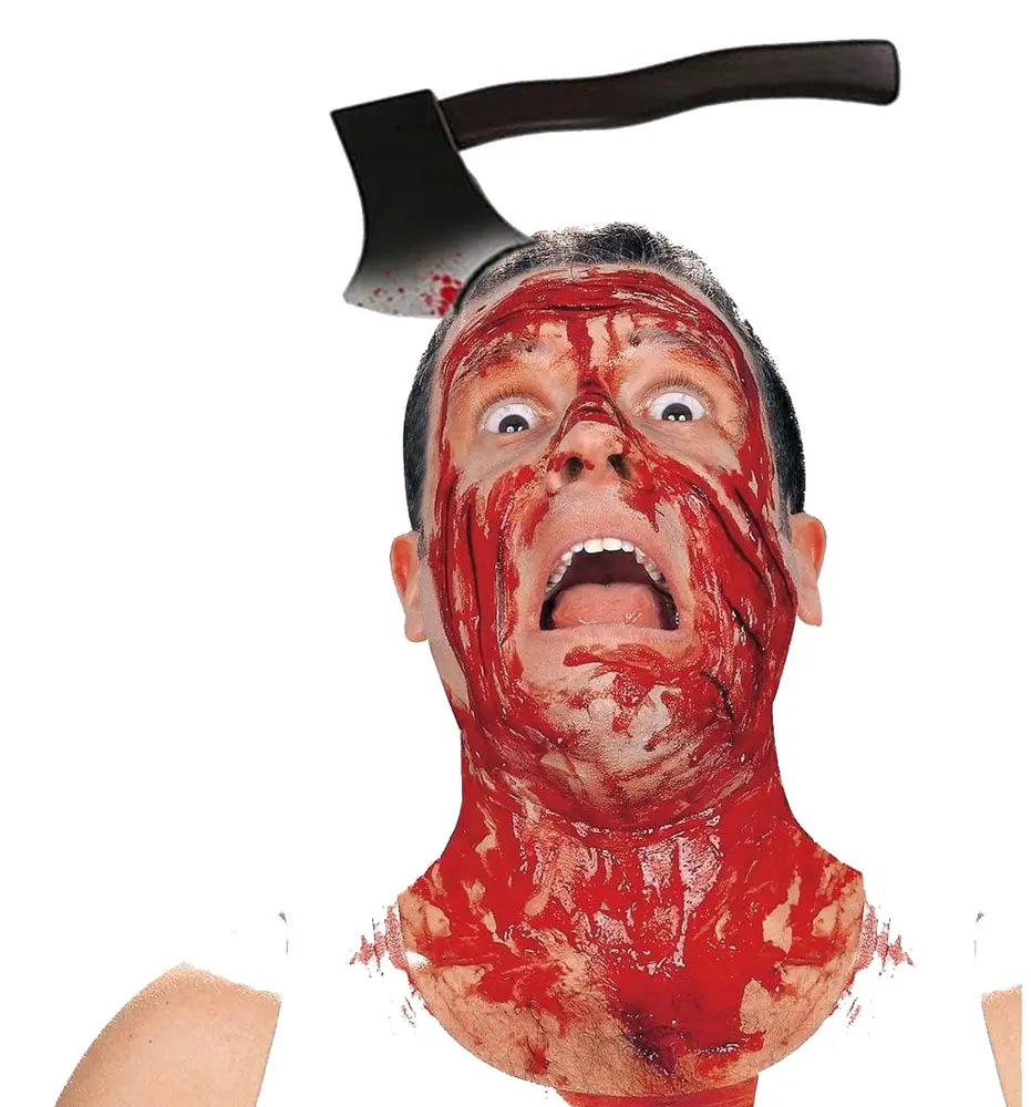 Kafaya Saplanmış Halloween Kanlı Balta Şaka Tacı 2