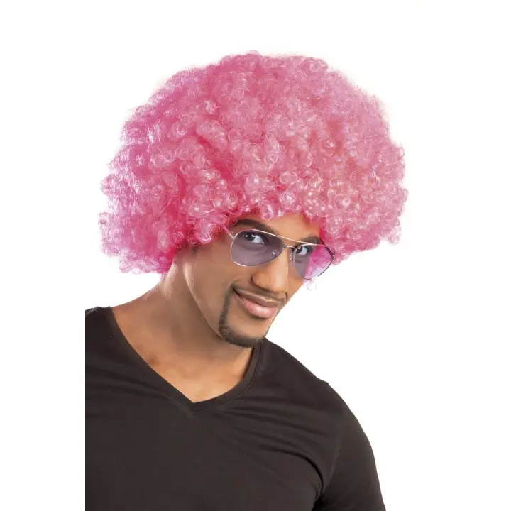 Pembe Renk Kıvırcık Afro Bonus Peruk 2