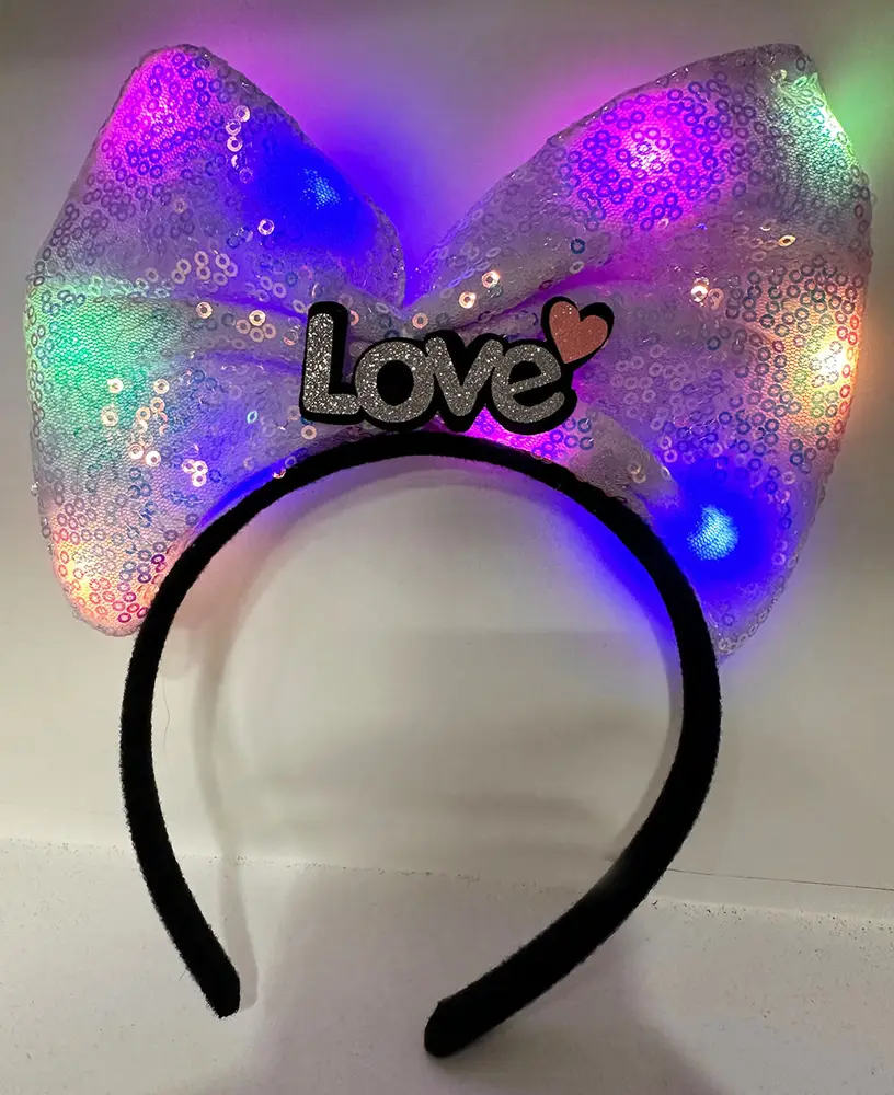 LED Işıklı Love Yazılı Mor Fiyonk Taç – Kız Çuk Parti Tacı 3