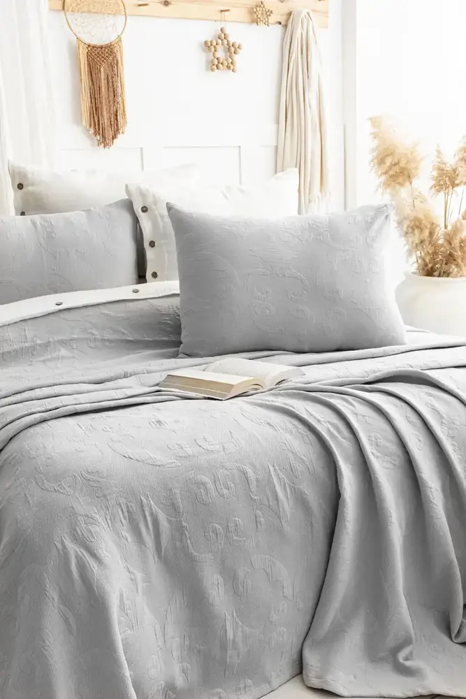 Şaheser Home Collection Yatak Örtüsü Çift Kişilik Julia A.Gri 2