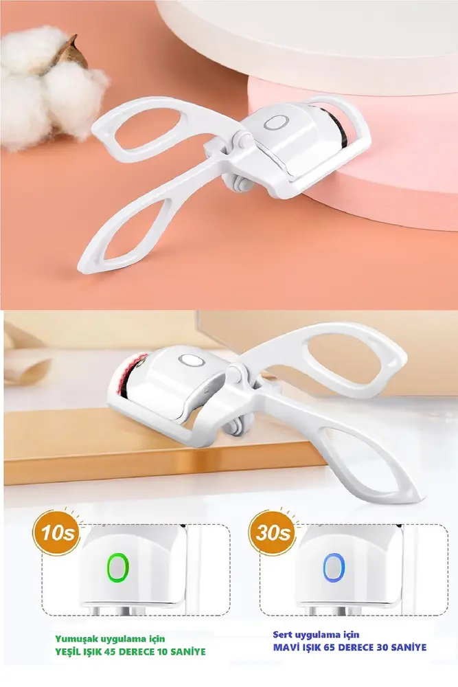 Uçlu Elektrikli Kirpik Kıvırıcı 2 Sıcaklık Modlu USB Şarjlı Kolay Rimel Kirpik Bigudisi 4