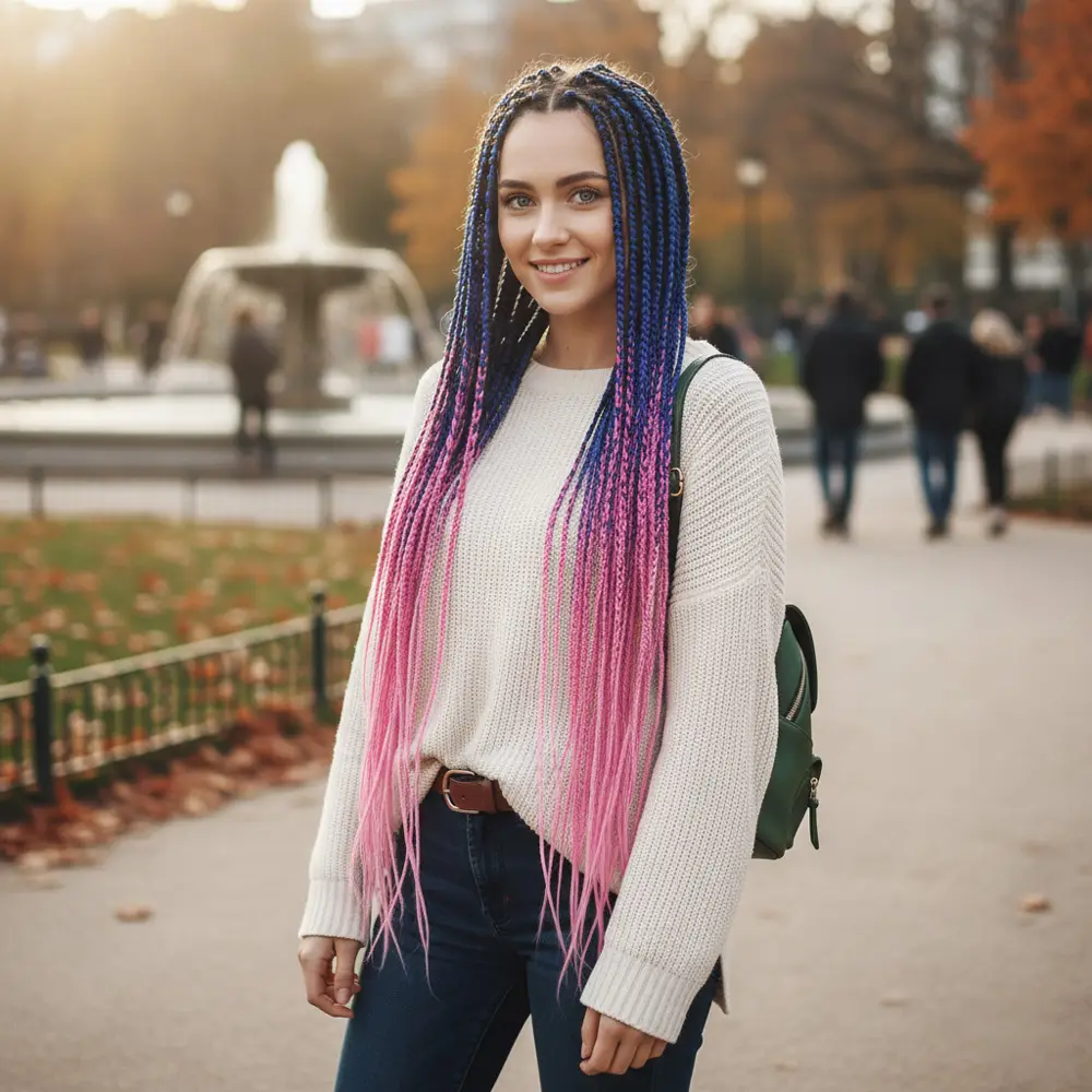 Afrika Örgüsü Ve Rasta İçin Sen Ombreli / Mi / Lila / Pembe 2