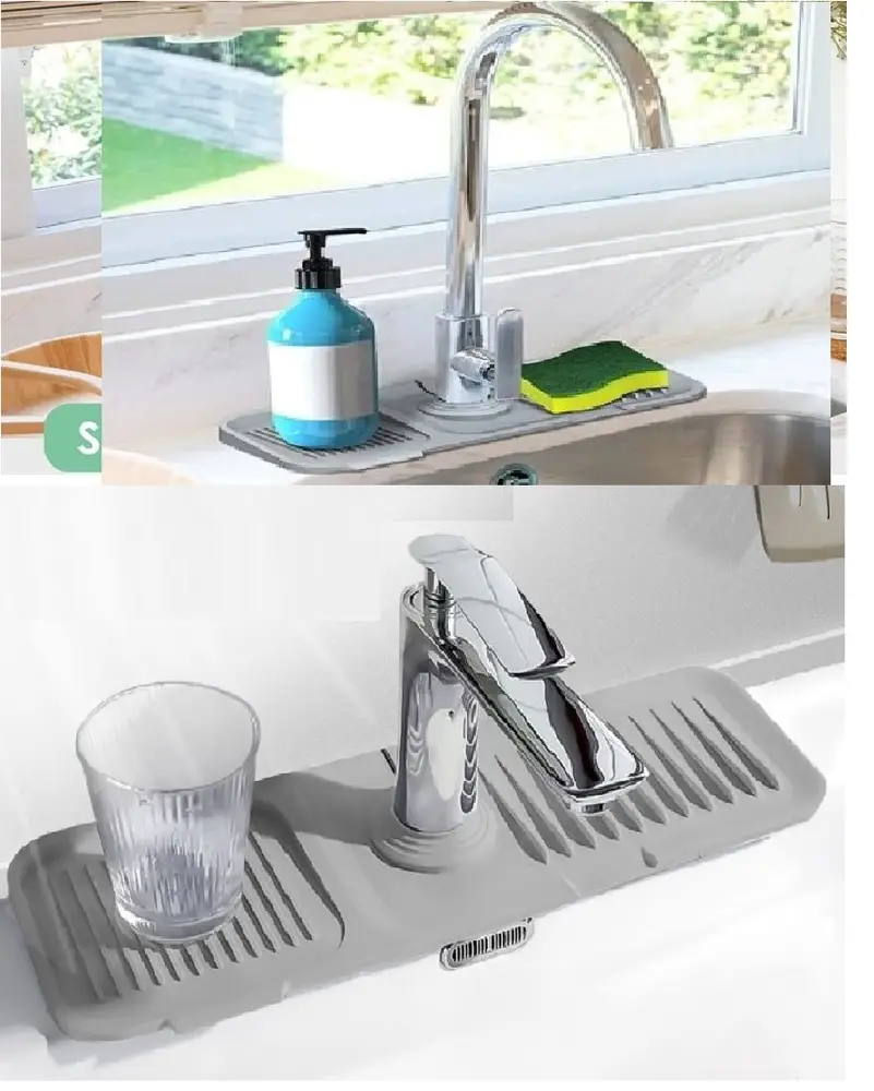 Elastik Mutfak Banyo Musluk Matı Düzenleyici Kaydırmaz Taban Organizer Labo Kenar Matı 2