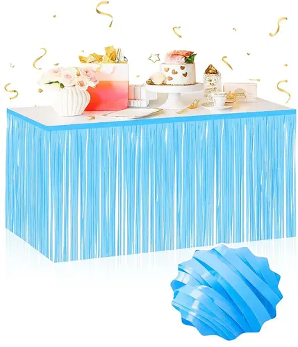 Kendinden Yapışkanlı Makaron Mi Püsküllü Masa Eteği – 75 x 275 cm Parti Süslemesi