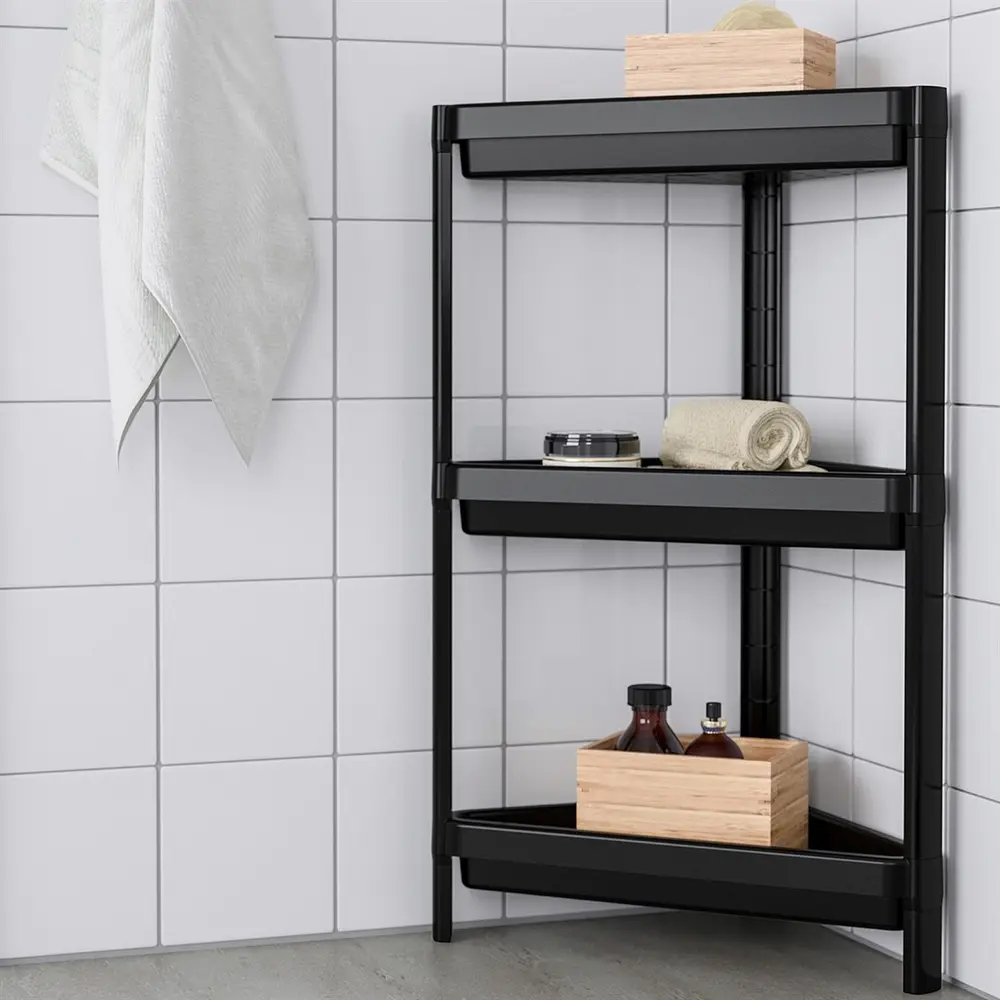 Üçgen 3 Katlı Raf Ünitesi - Mutfak - Banyo Depolama Rafı - Beyaz 2