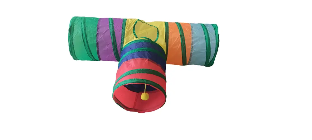 Gökkuşağı Desenli T Model Kedi Oyun Tüneli, Katlanabilir 50 x 75 cm 7