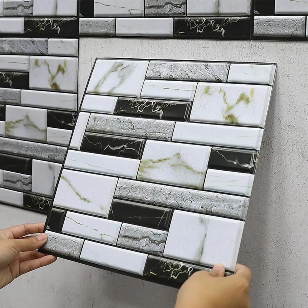 3D Mermer Görünümlü Kendinden Yapışkanlı Duvar
