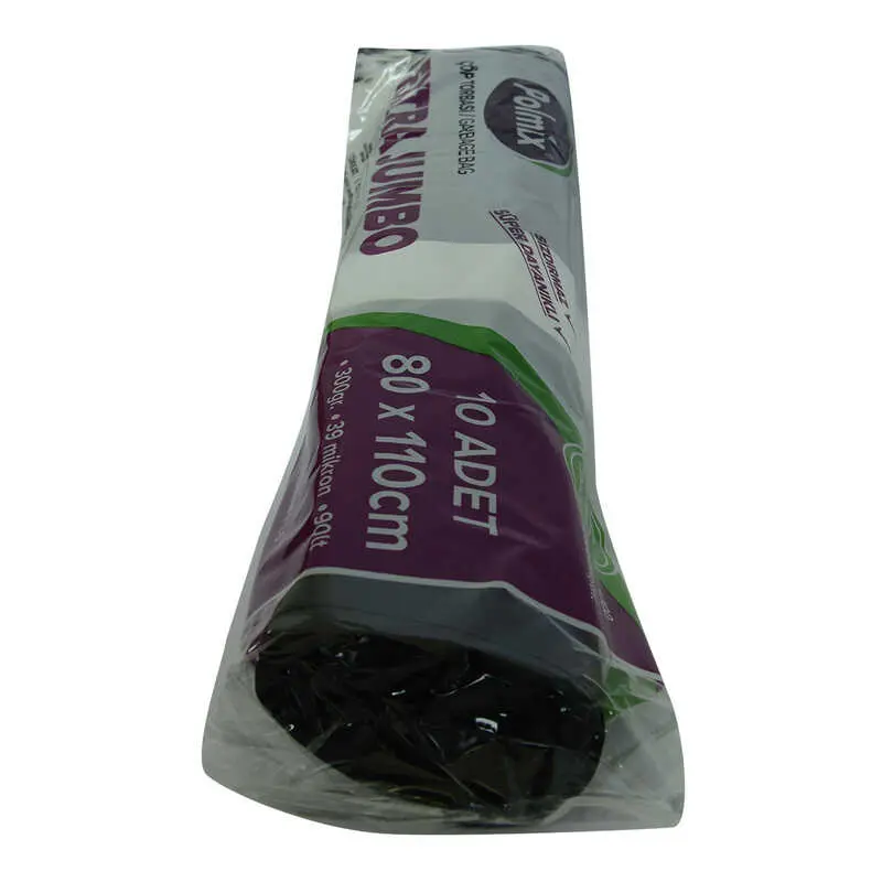 Torbası Extra Jumbo Boy 80x110Cm 300Gr 39Mikron 90Lt Siyah Rulo 10 Adet 4