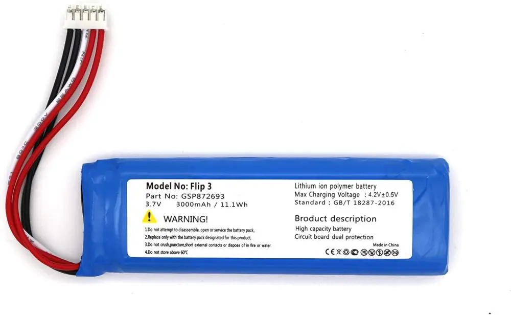 Sertec  Flip 3 uyumlu 3.7v 3000 mah Soketli Bat