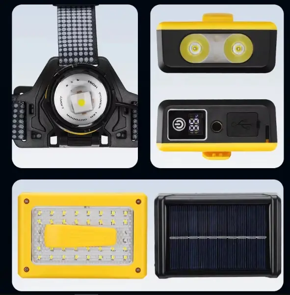 F.B.I Pro F-3003 Alüminyum PM10-TG LED Type-C Powerbank ve Solar Şarjlı Kamp Kafa Feneri 5