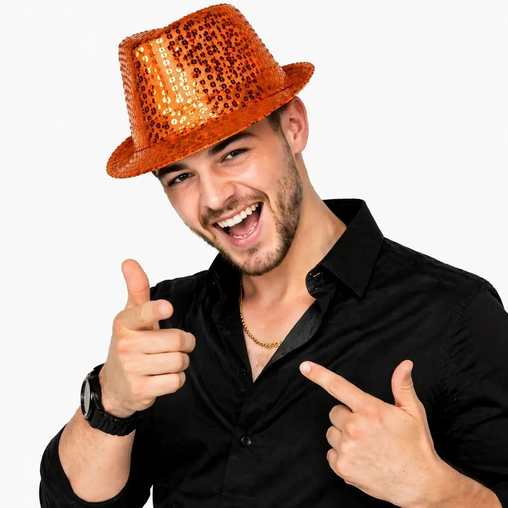 Tcu Payetli Disco Parti Şapkası Yetişkin Işıltılı Fötr Model 2