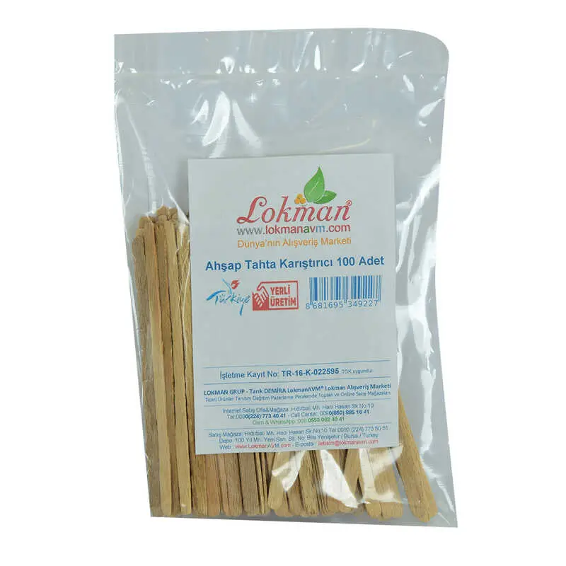 Ahşap Tahta Çay Kahve Karıştırıcı 100 Adet Paket 3