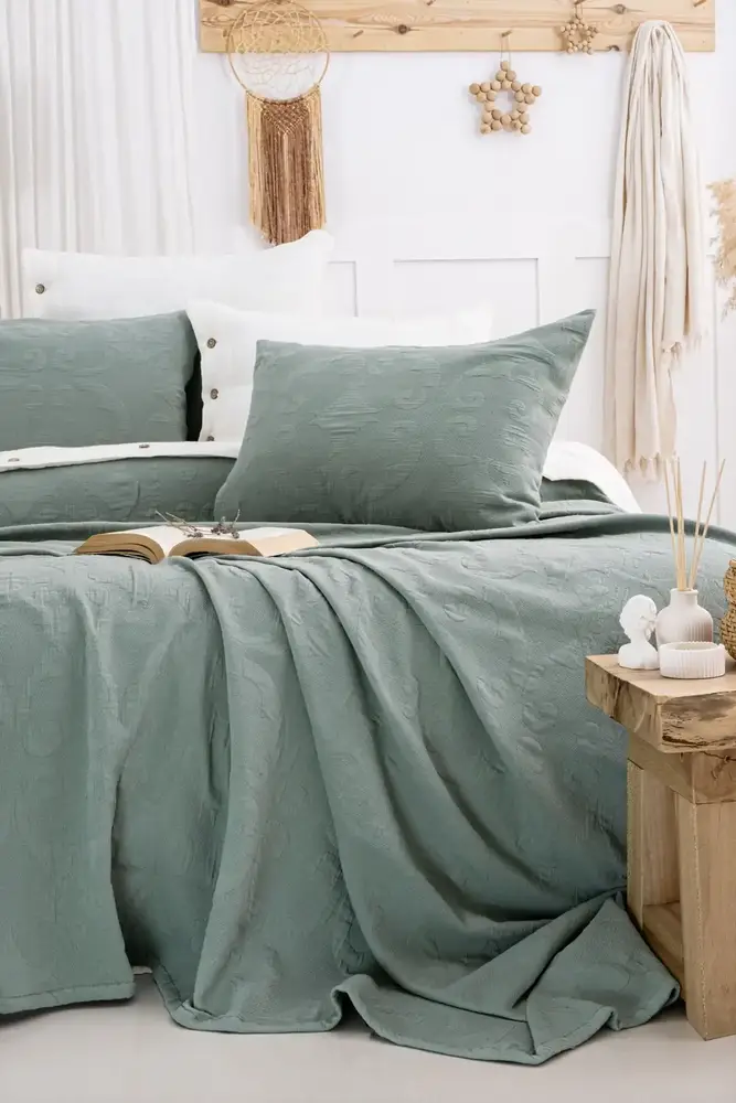 Şaheser Home Collection Yatak Örtüsü Çift Kişilik Julia Yeşil 2