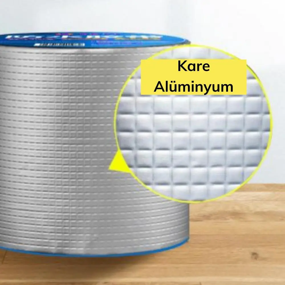 Folyo Kauçuk Bant Yapışkanlı Su Geçirmez Çatı Boru Tamir Bandı (2Metre x 10 Cm) 3
