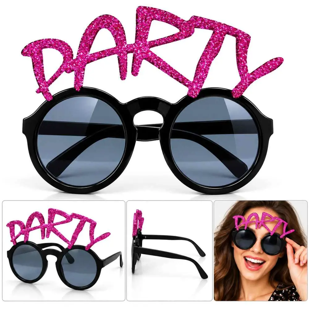 Fuşya Simli PARTY Yazılı Parti Gözlüğü