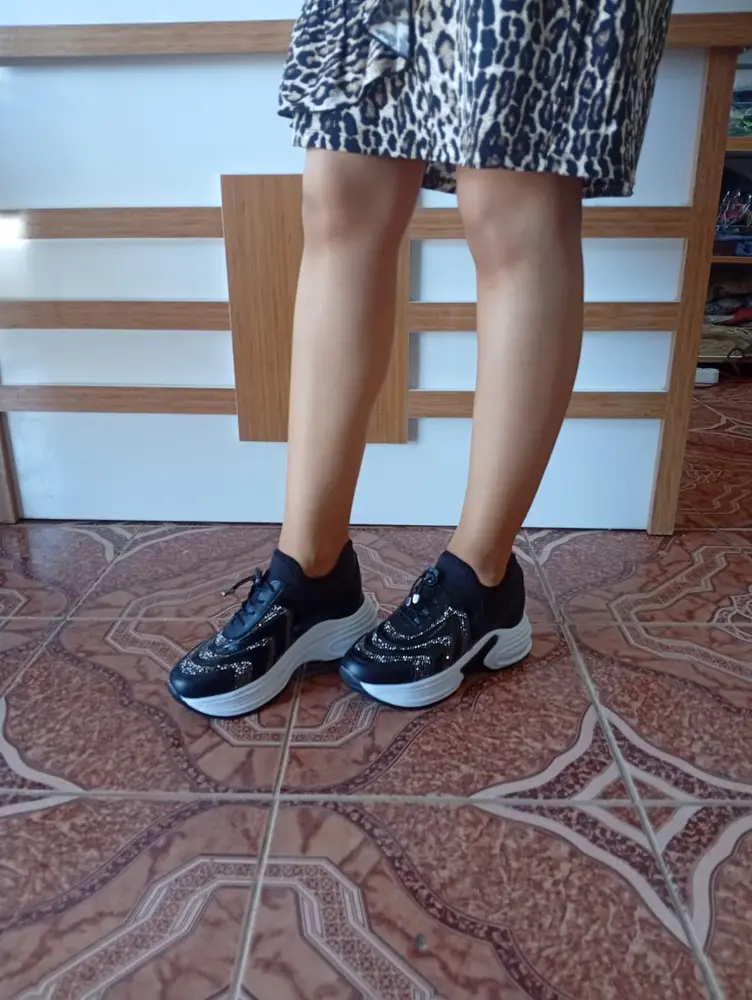 Kadın Yüksek Taban Rahat Şık Günlük Spor Ayakkabı Siyah Renk 6