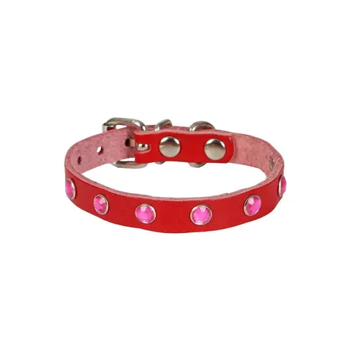 Taşlı Kedi ve Yru Köpek Tasması 1,5x29 cm Kırmızı XLarge