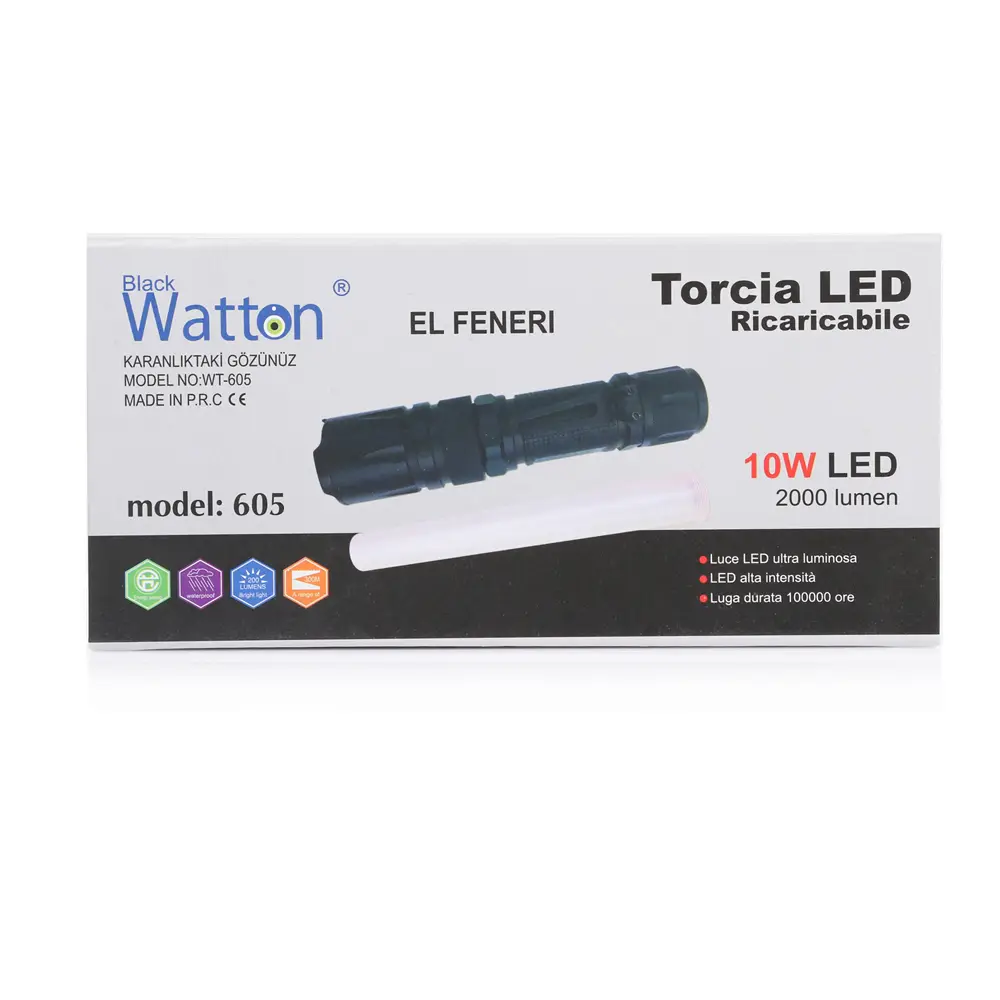 10W 2000 Lümen 4 Renk Güçlü EL Feneri Wt-605 4